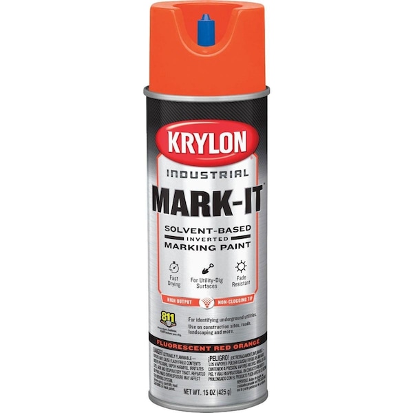 Mark-It Industrial SB Fluorescent Red Orange Inverted Marking Paint